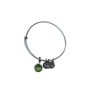 Alex and Ani August Peridot Birthstone Bangle Bracelet Silver Tone Expandable